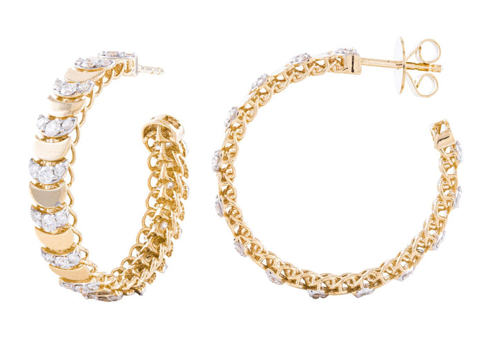 Diamond Earrings - 14 KT Yellow Gold