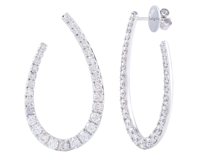 Diamond Earrings - 14 KT White Gold