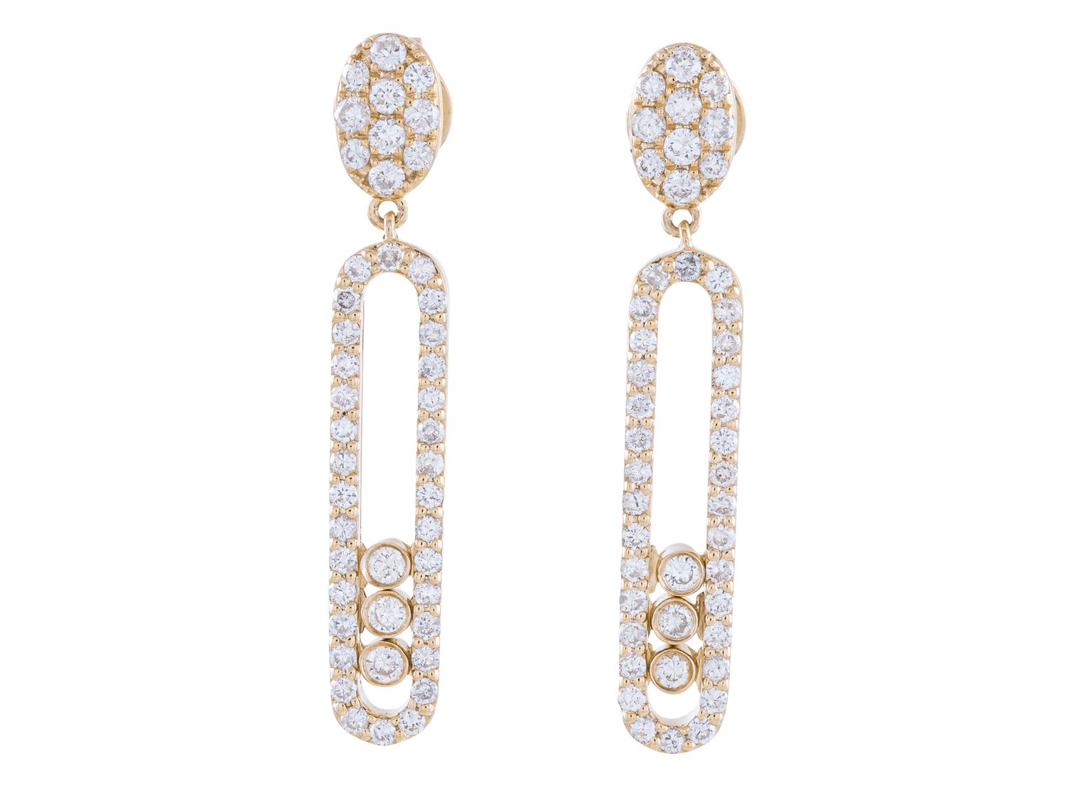 Diamond Earrings - 14 KT Yellow Gold