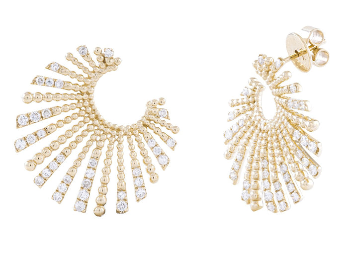 Diamond Earrings - 14 KT Yellow Gold