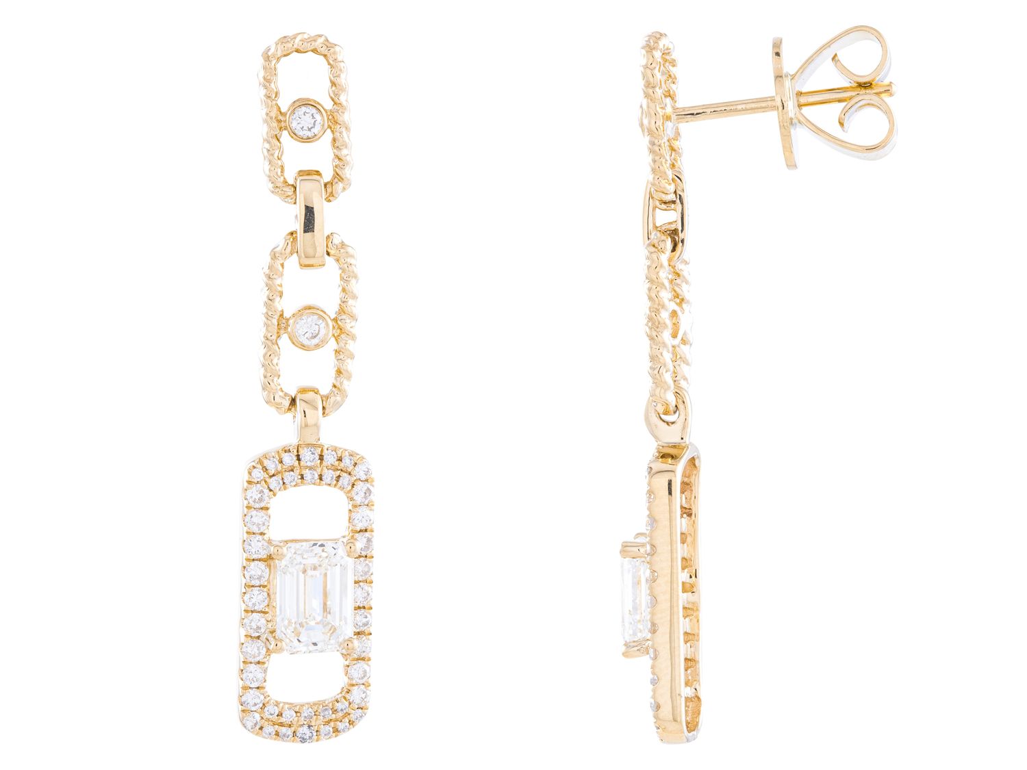 Diamond Earrings - 14 KT Yellow Gold