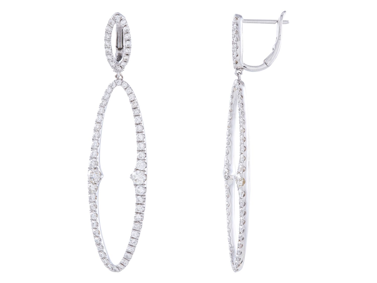 Diamond Earrings - 14 KT White Gold