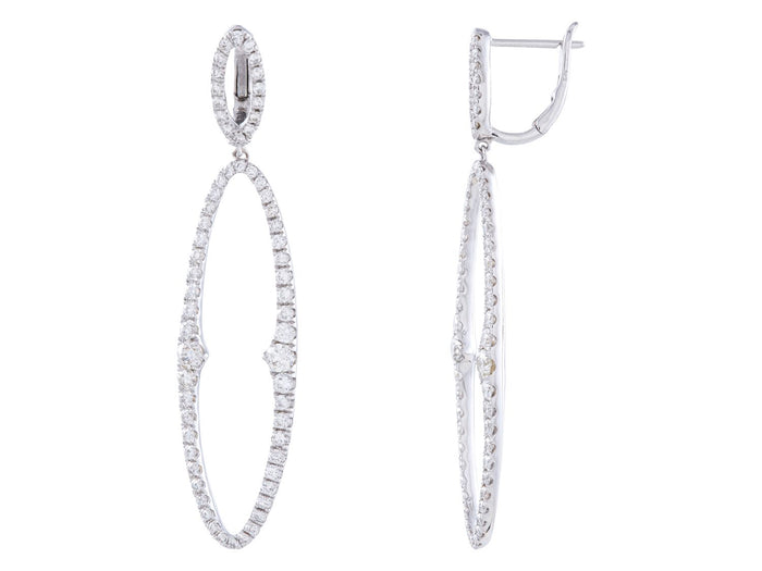 Diamond Earrings - 14 KT White Gold