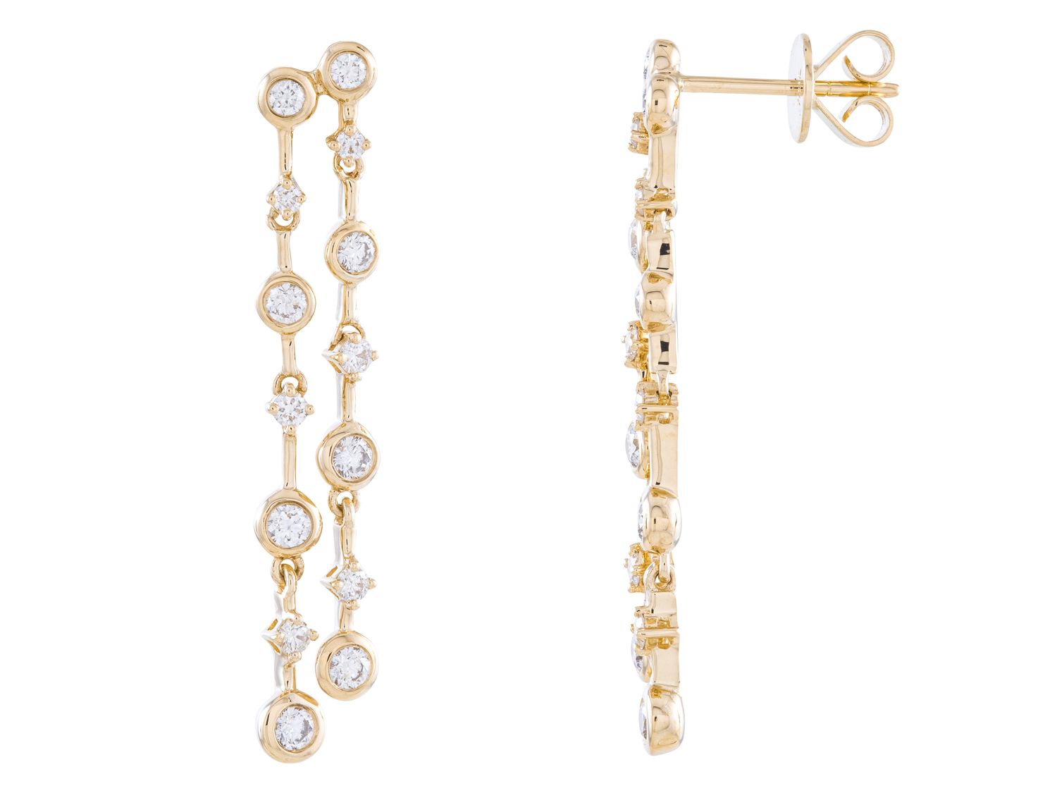 Diamond Earrings - 14 KT Yellow Gold