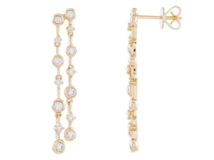 Diamond Earrings - 14 KT Yellow Gold