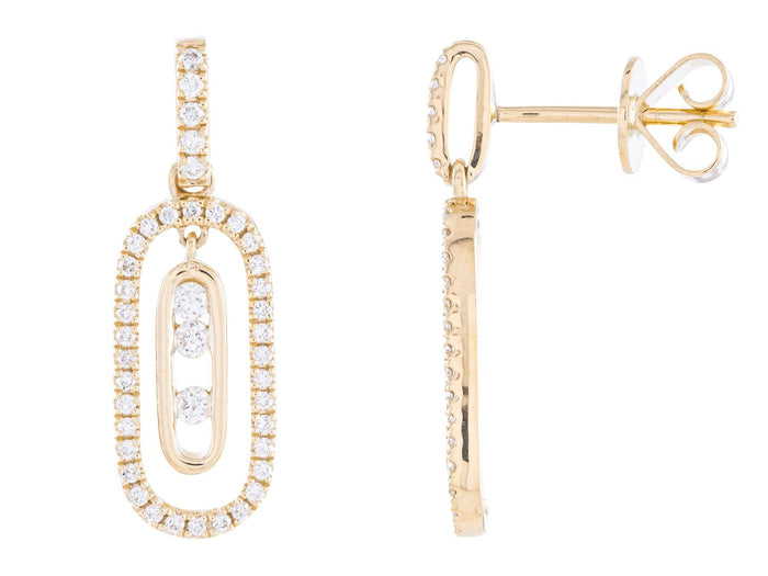 Diamond Earrings - 14 KT Yellow Gold