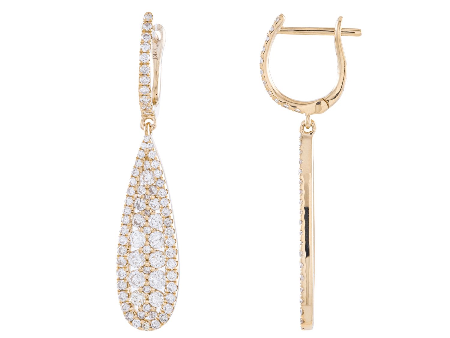 Diamond Earrings - 14 KT Yellow Gold