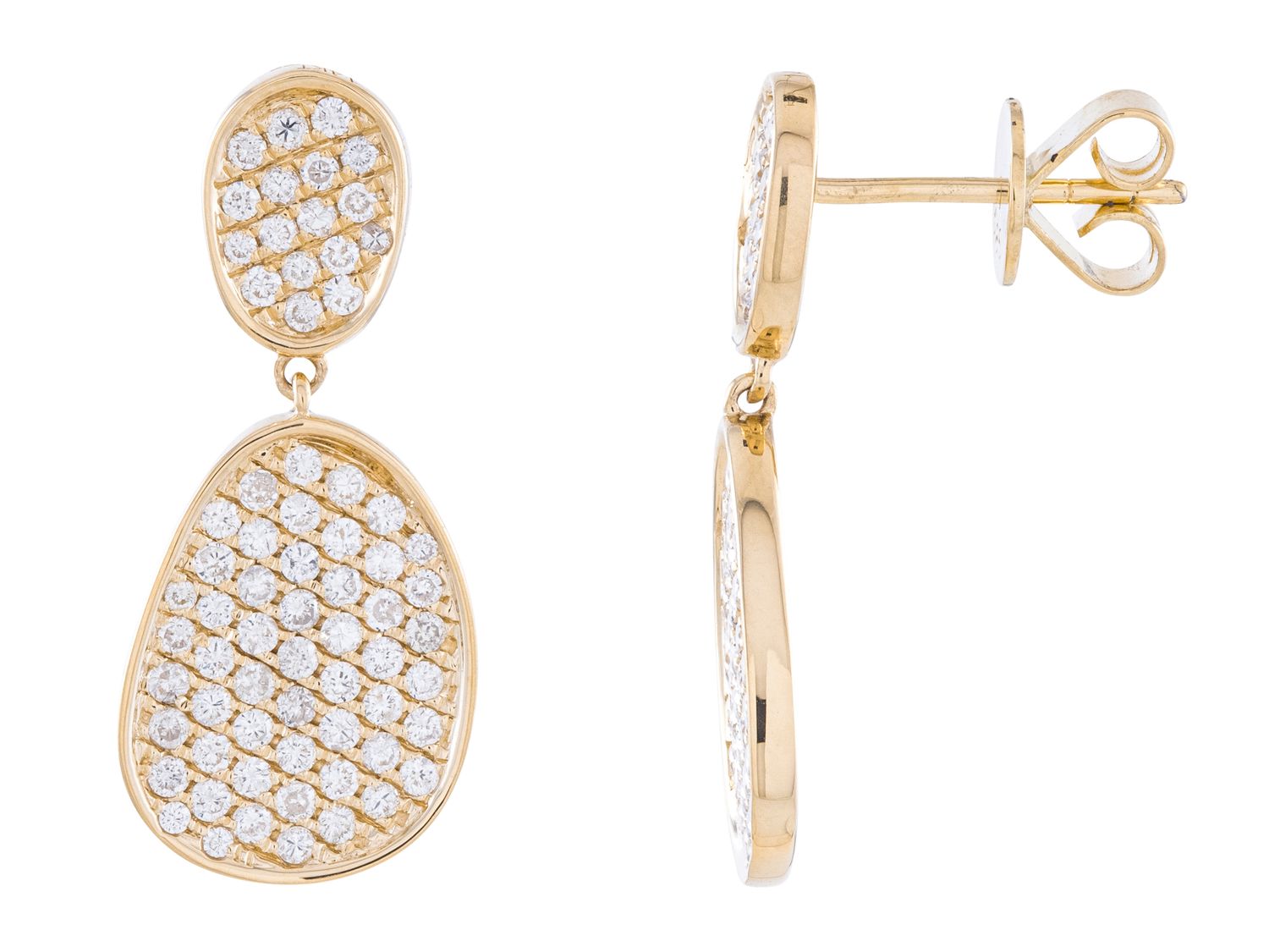 Diamond Earrings - 14 KT Yellow Gold