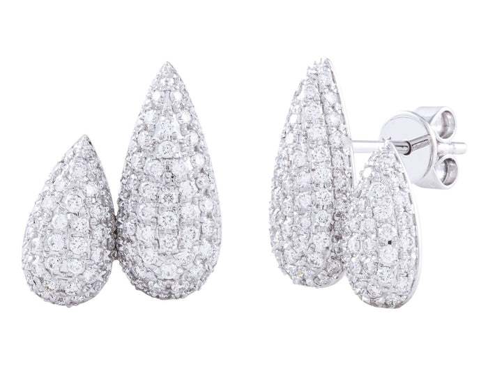 Diamond Earrings - 14 KT White Gold