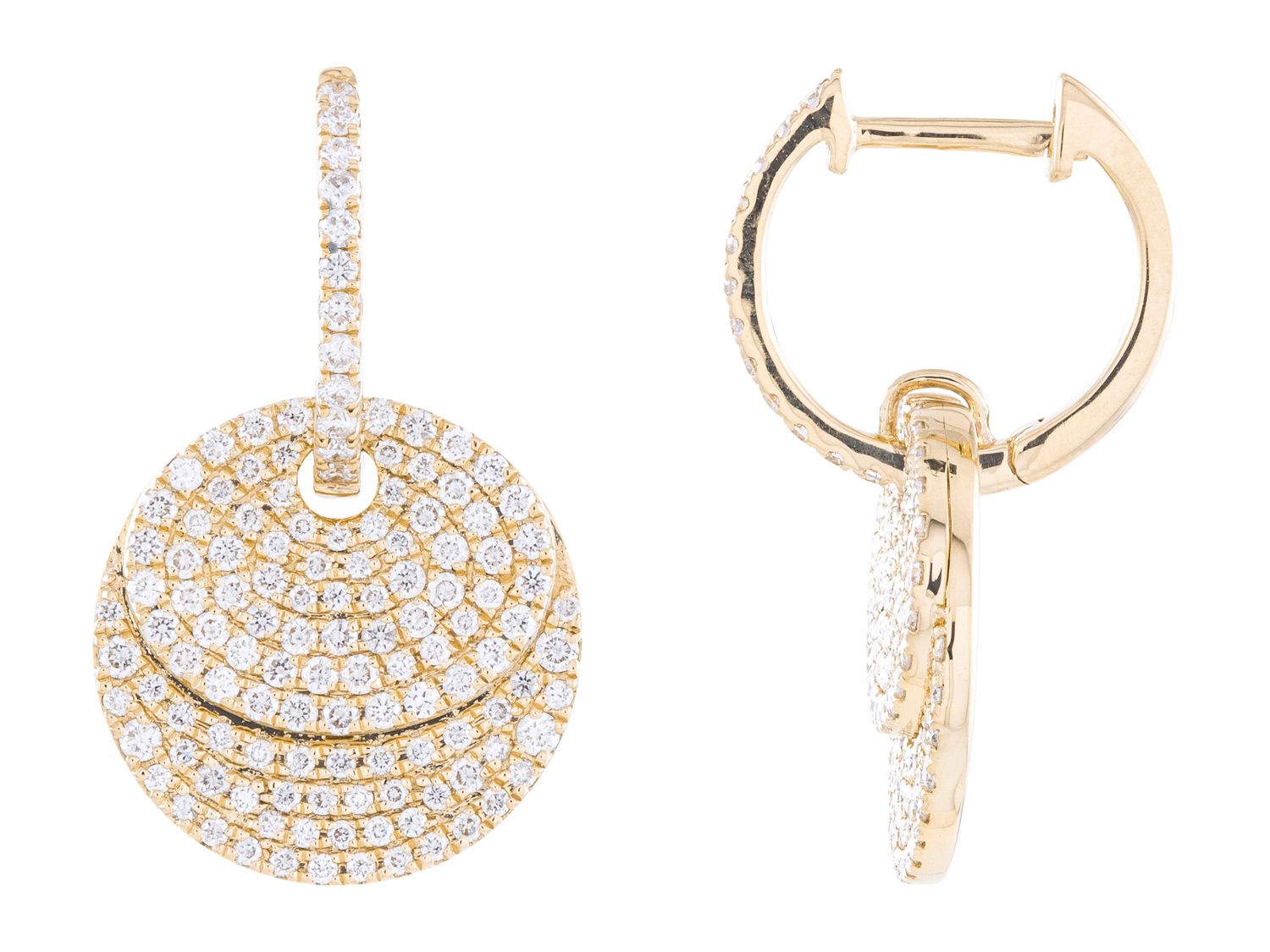 Diamond Earrings - 14 KT Yellow Gold
