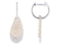 Diamond Earrings - 14 KT White and Yellow Gold