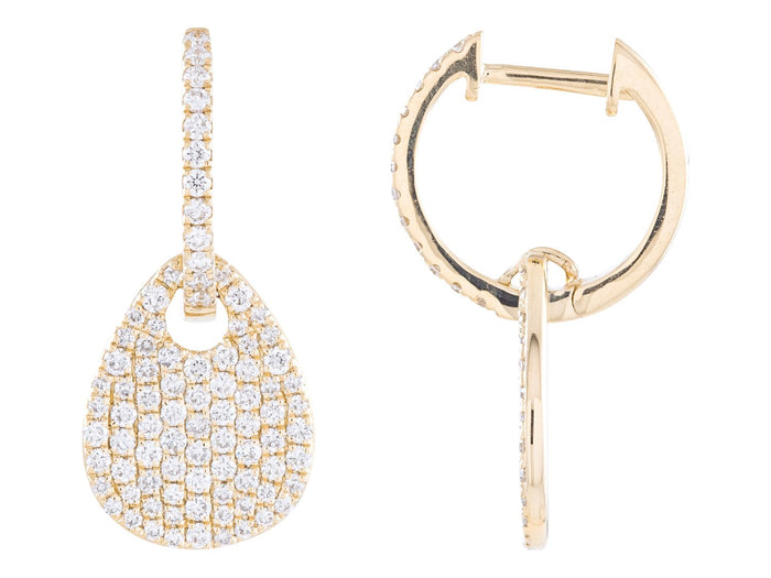 Diamond Earrings - 14 KT Yellow Gold