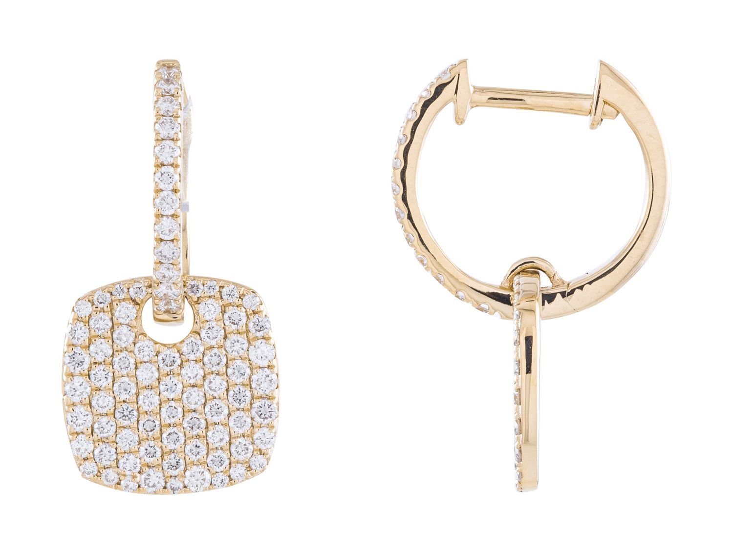 Diamond Earrings - 14 KT Yellow Gold