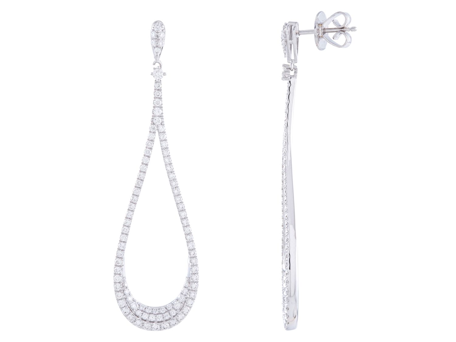 Diamond Earrings - 18 KT White Gold