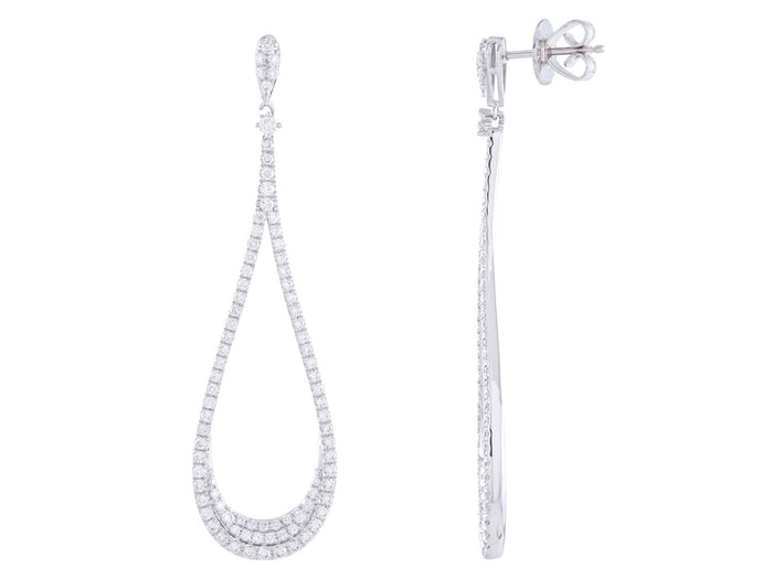 Diamond Earrings - 18 KT White Gold
