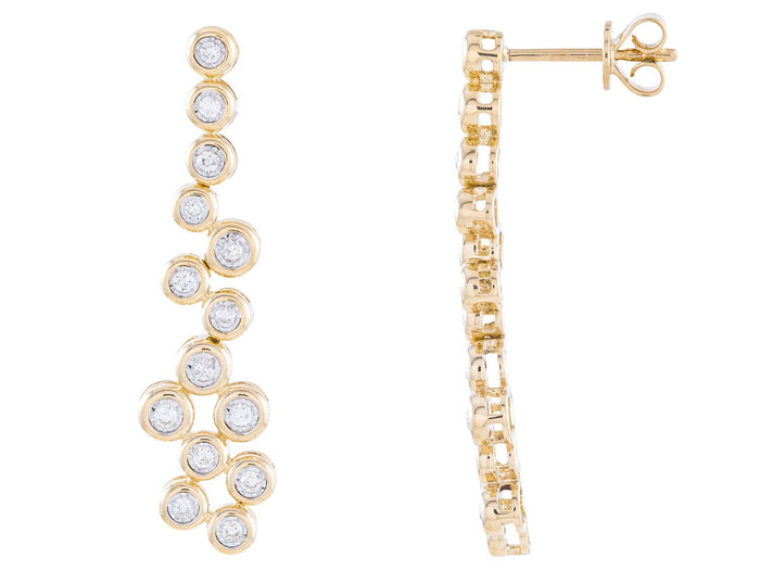 Diamond Earrings - 14 KT Yellow Gold