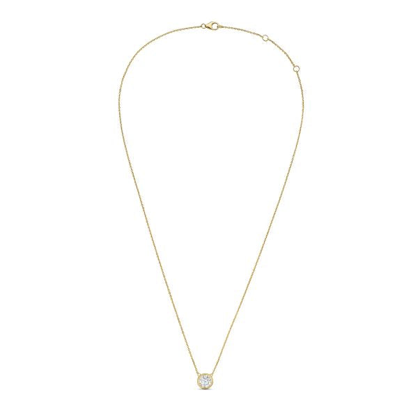 Lab-Grown Round Diamond Bezel Pendant, 14K Gold