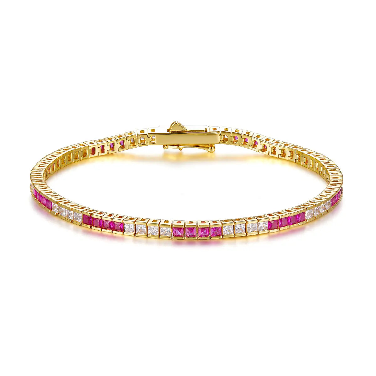 5 Carat Princess Cut Ruby Bracelet in Gold