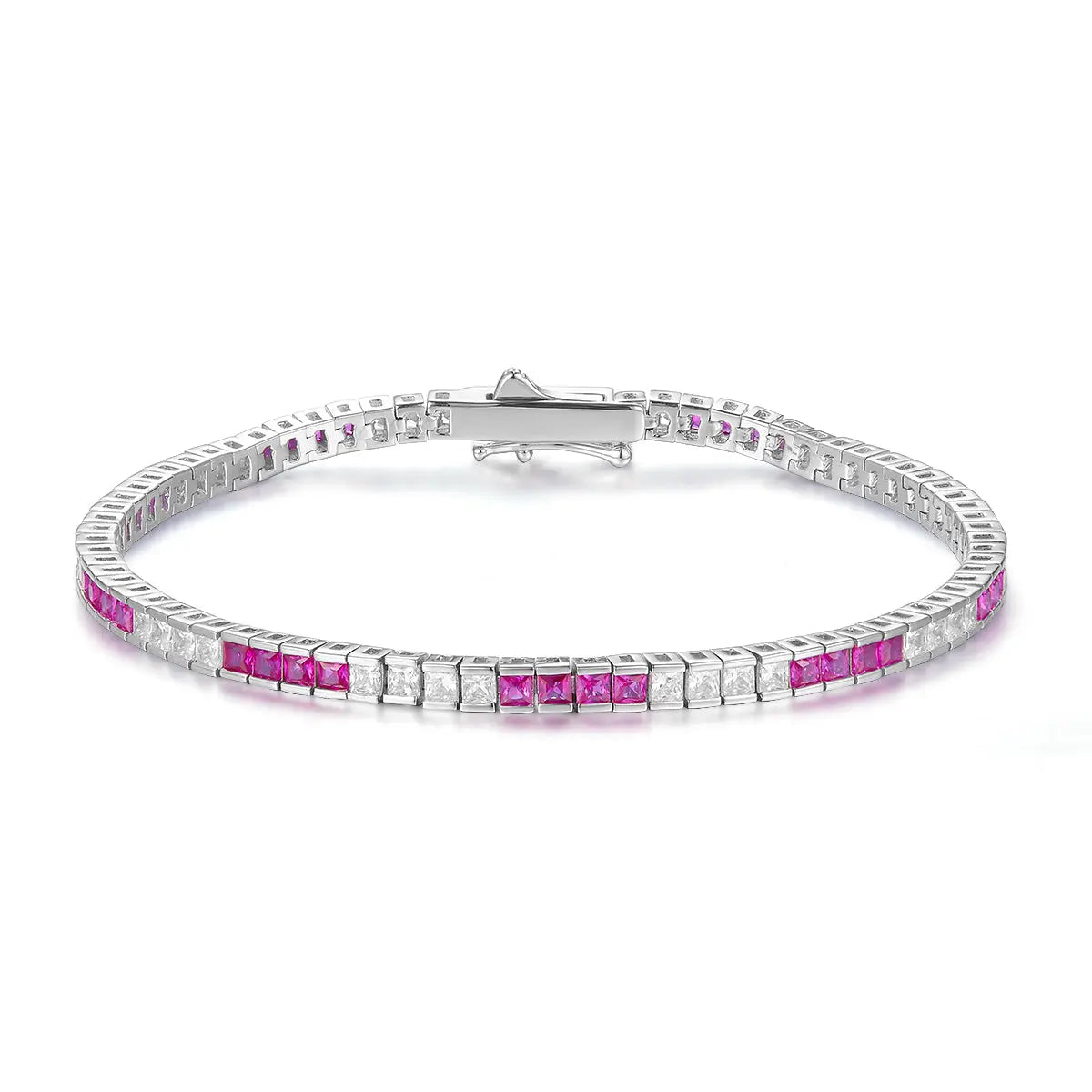 5 Carat Princess Cut Ruby Bracelet in Platinum