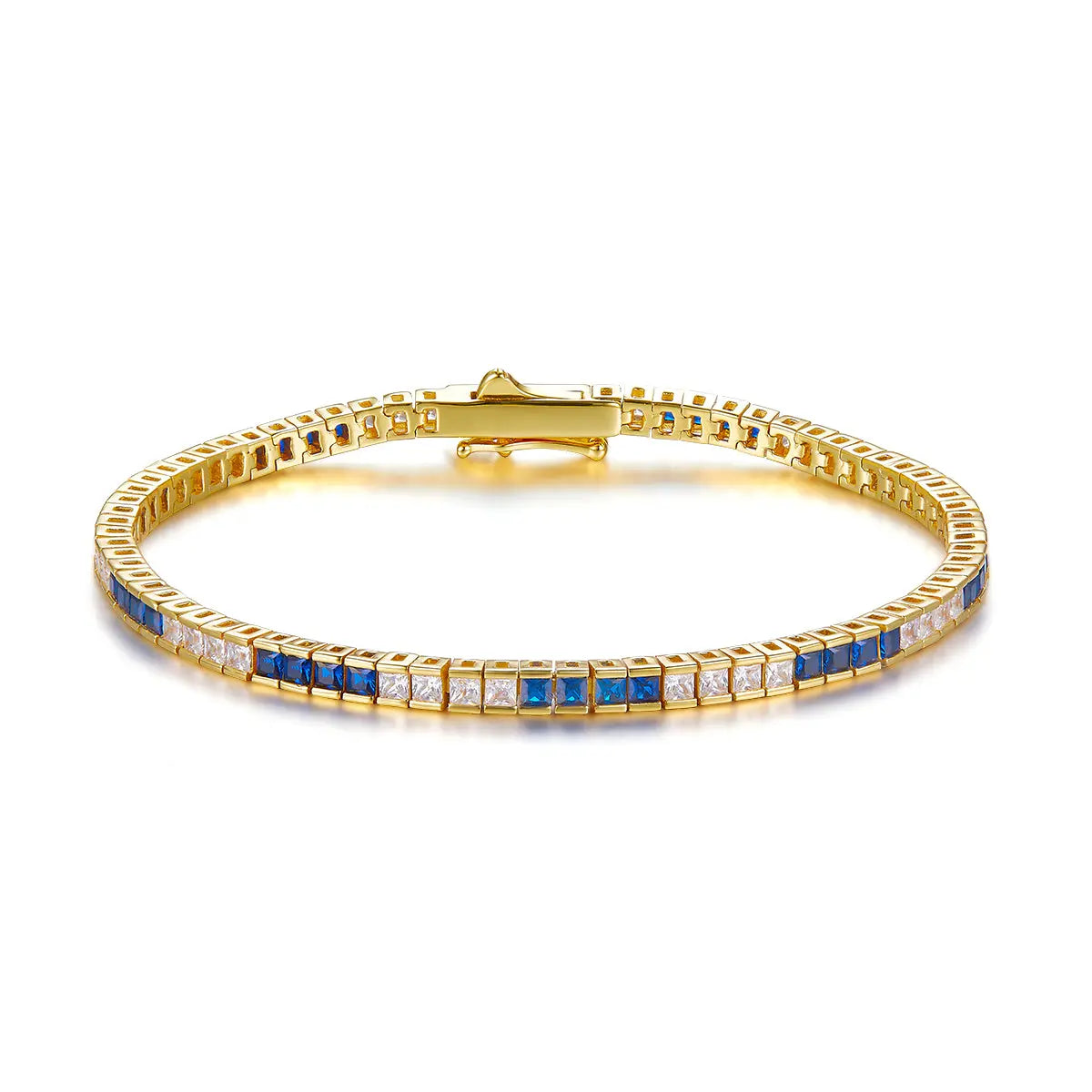 5 Carat Princess Cut Sapphire Bracelet in Gold