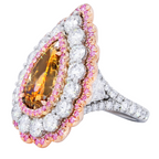 5.11ct Brown Pear Diamond Ring with White & Pink Diamonds