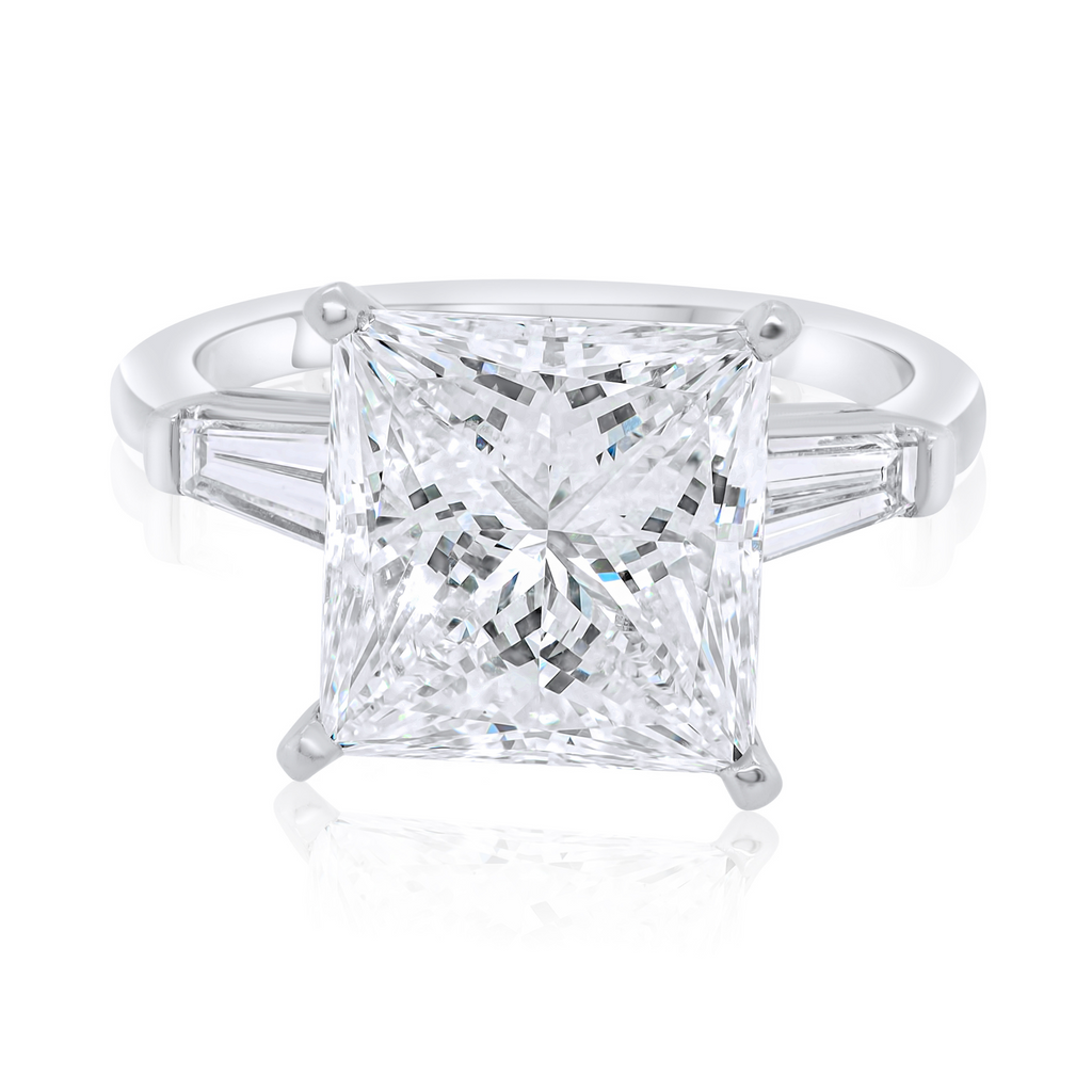 5.30ct Princess Cut With Side 2 Baguette Cut Diamonds Ring