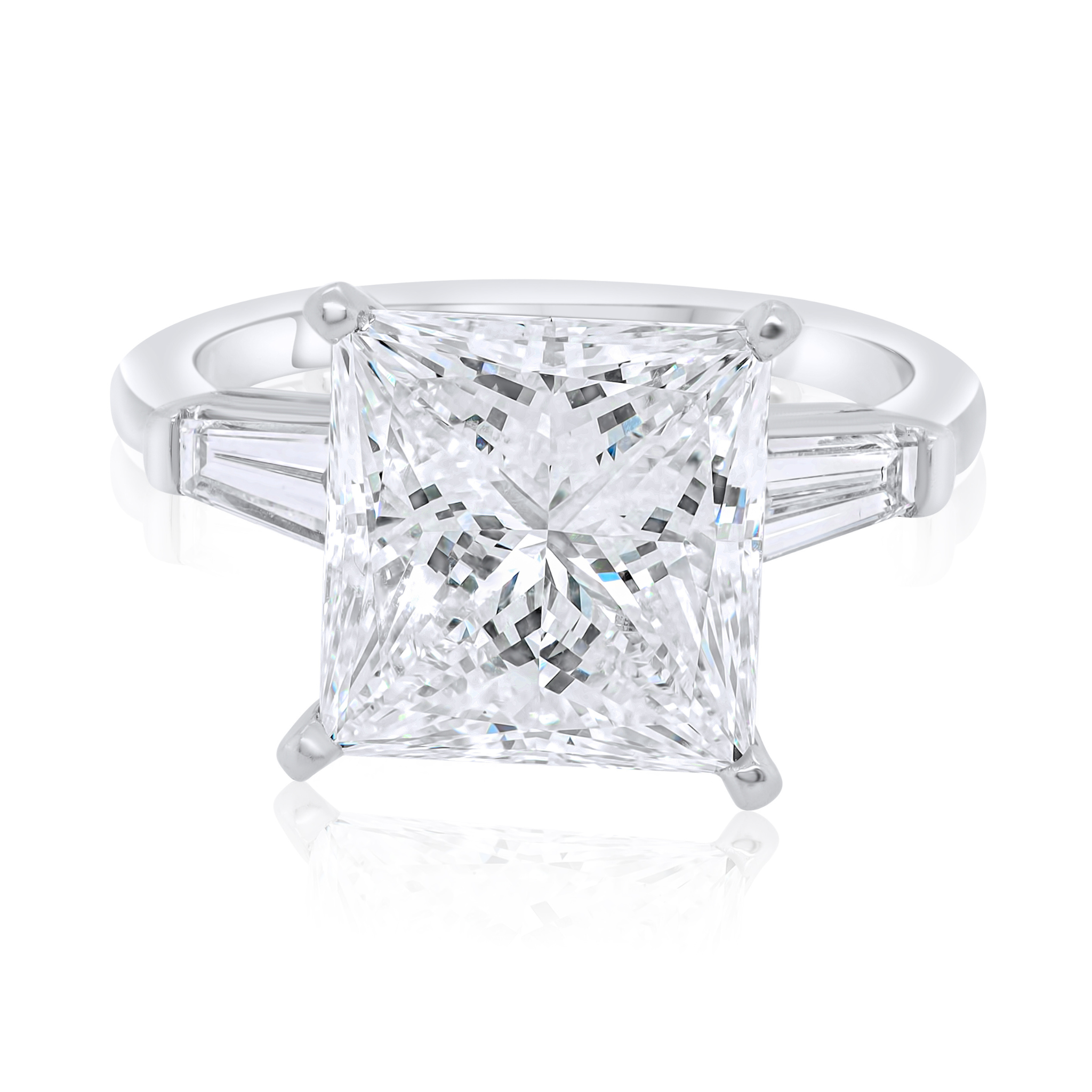 5.30ct Princess Cut With Side 2 Baguette Cut Diamonds Ring