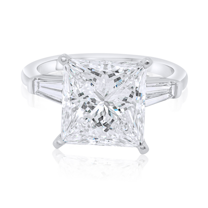 5.30ct Princess Cut With Side 2 Baguette Cut Diamonds Ring