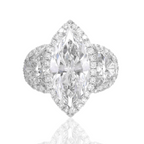 5.65ct Marquise Diamond Ring with Side Half-Moon Diamonds, Platinum