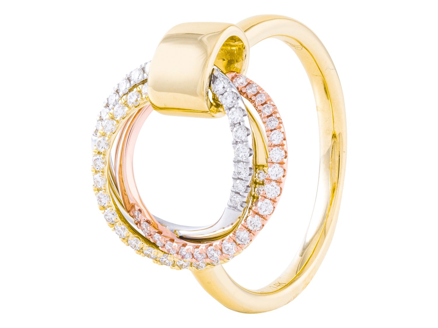 Diamond Ring - 14 KT Rose White and Yellow Gold