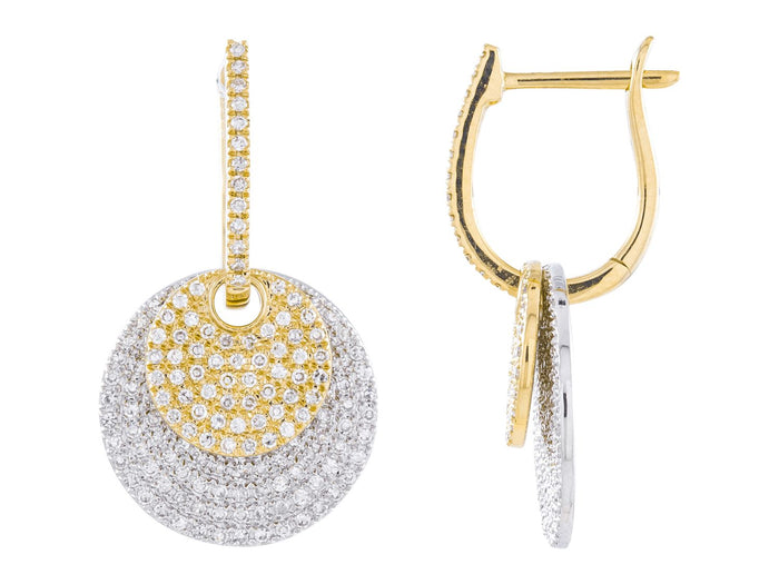 Diamond Earrings - 14 KT White and Yellow Gold