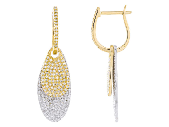 Diamond Earrings - 14 KT White and Yellow Gold