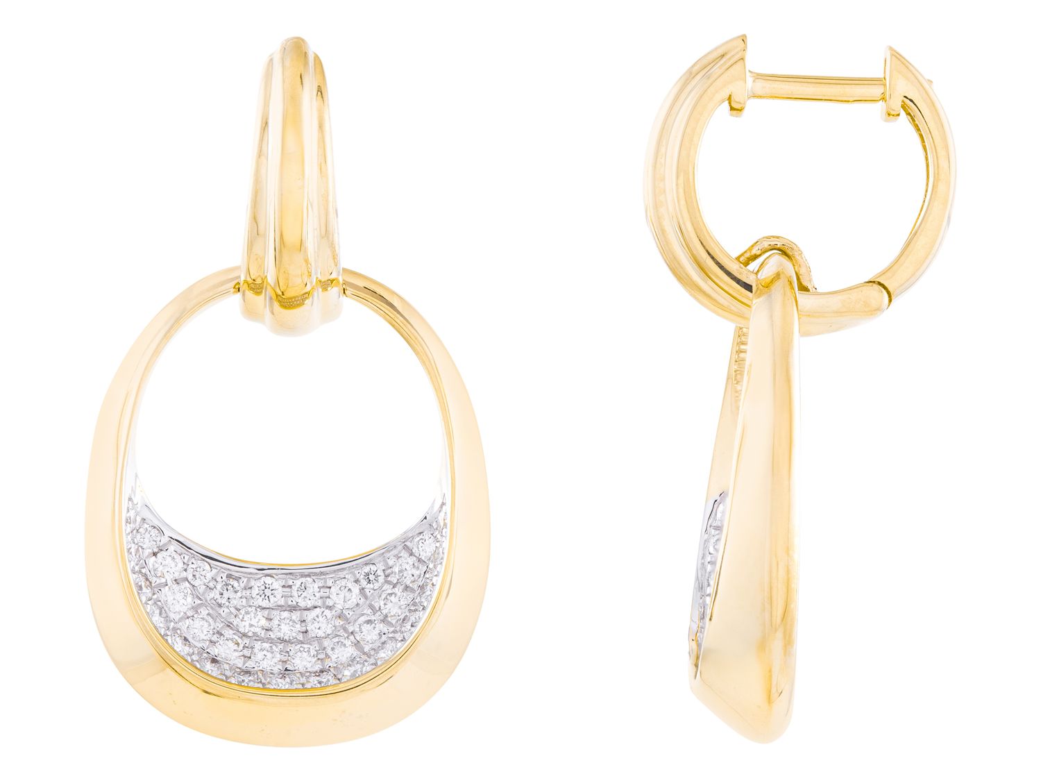 Diamond Earrings - 14 KT Yellow Gold