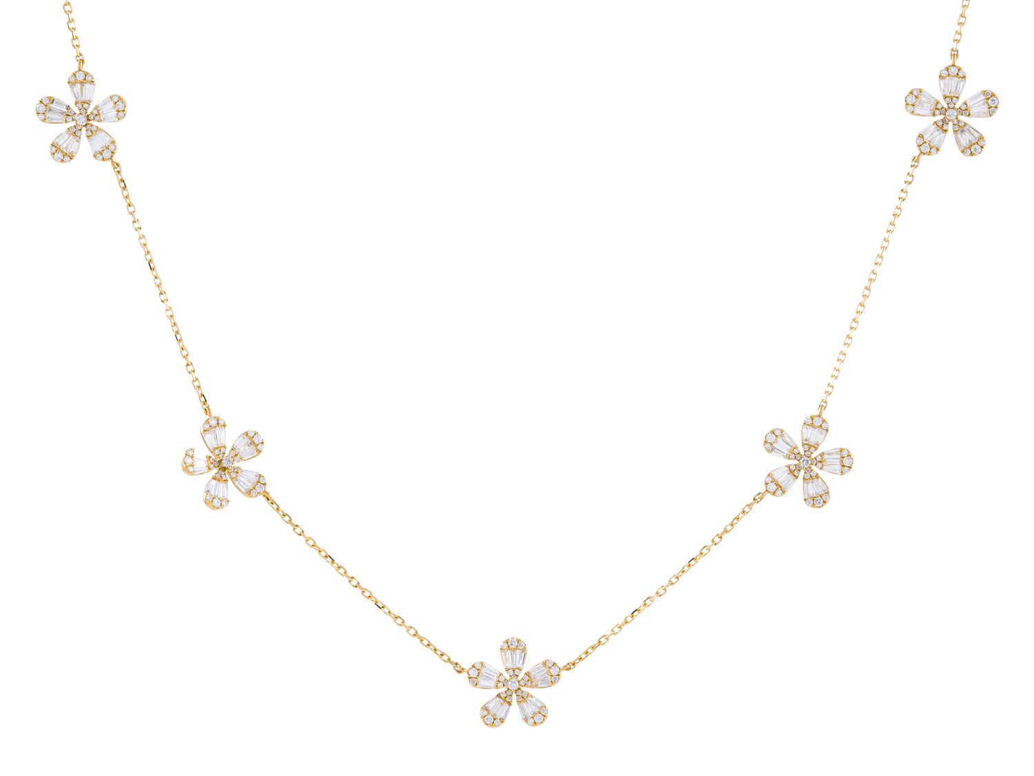 Diamond Necklace - 14 KT Yellow Gold