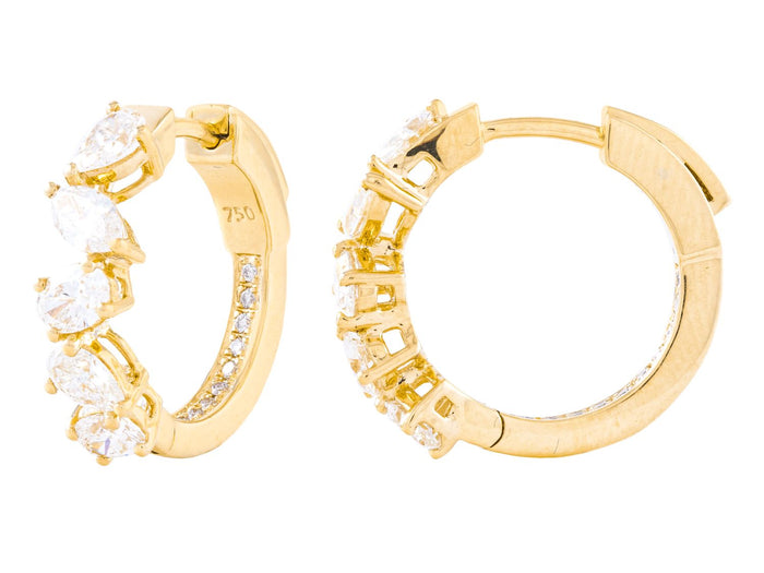 Diamond Earrings - 18 KT Yellow Gold