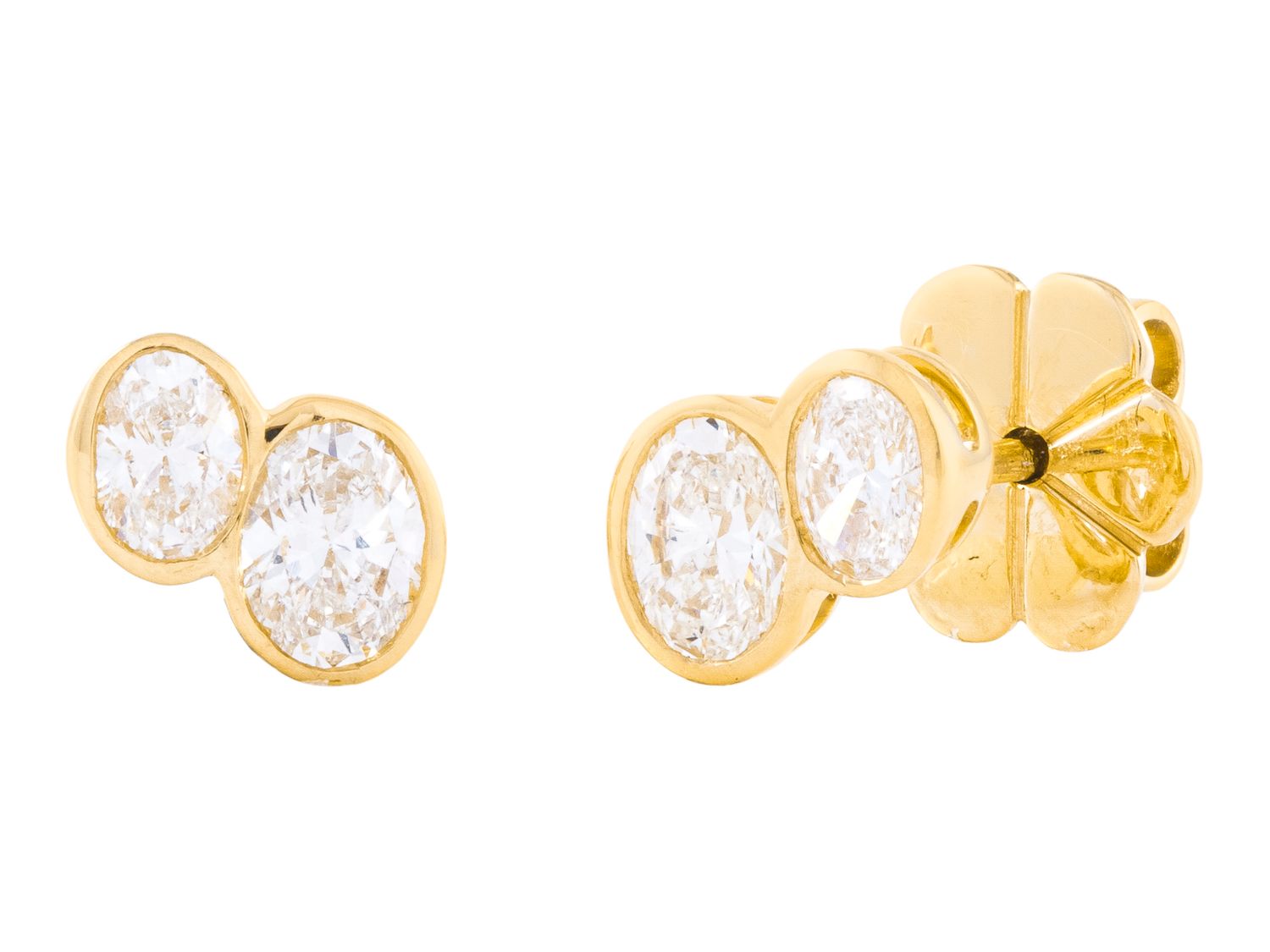 Diamond Earrings - 18 KT Yellow Gold
