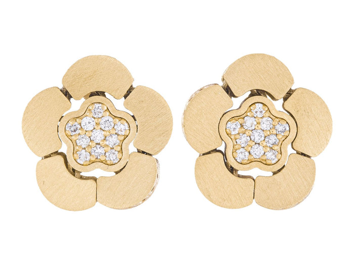 Diamond Earrings - 14 KT Yellow Gold
