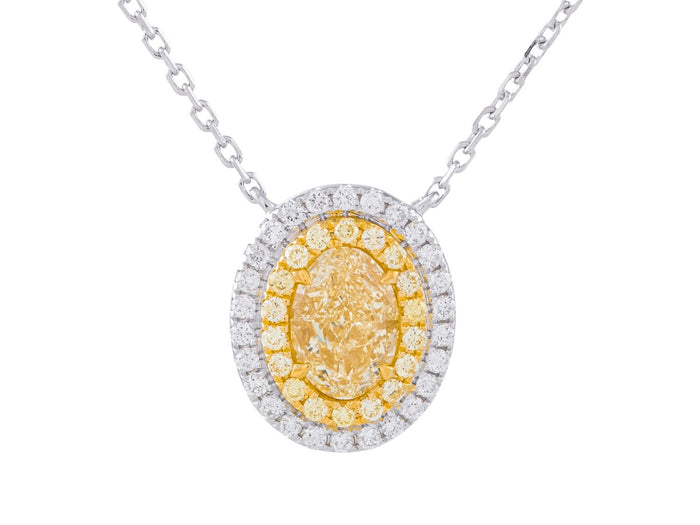 Diamond Necklace - 18 KT White and Yellow Gold