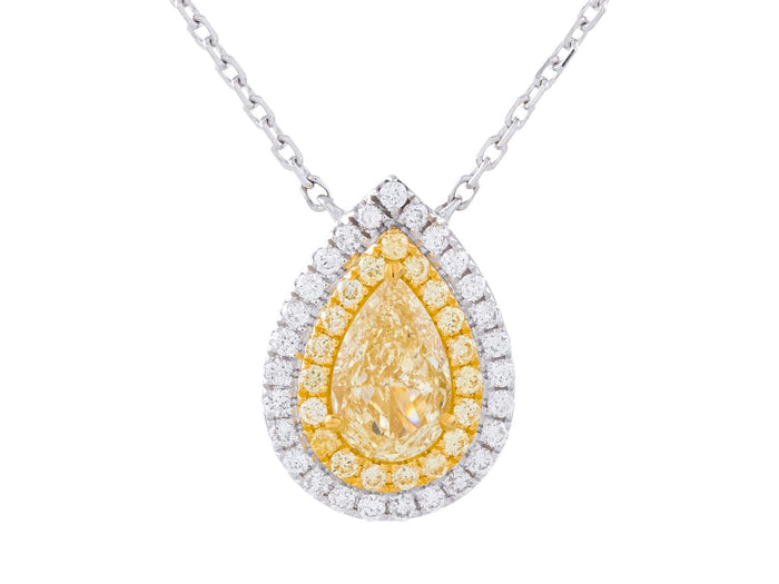 Diamond Necklace - 18 KT White and Yellow Gold