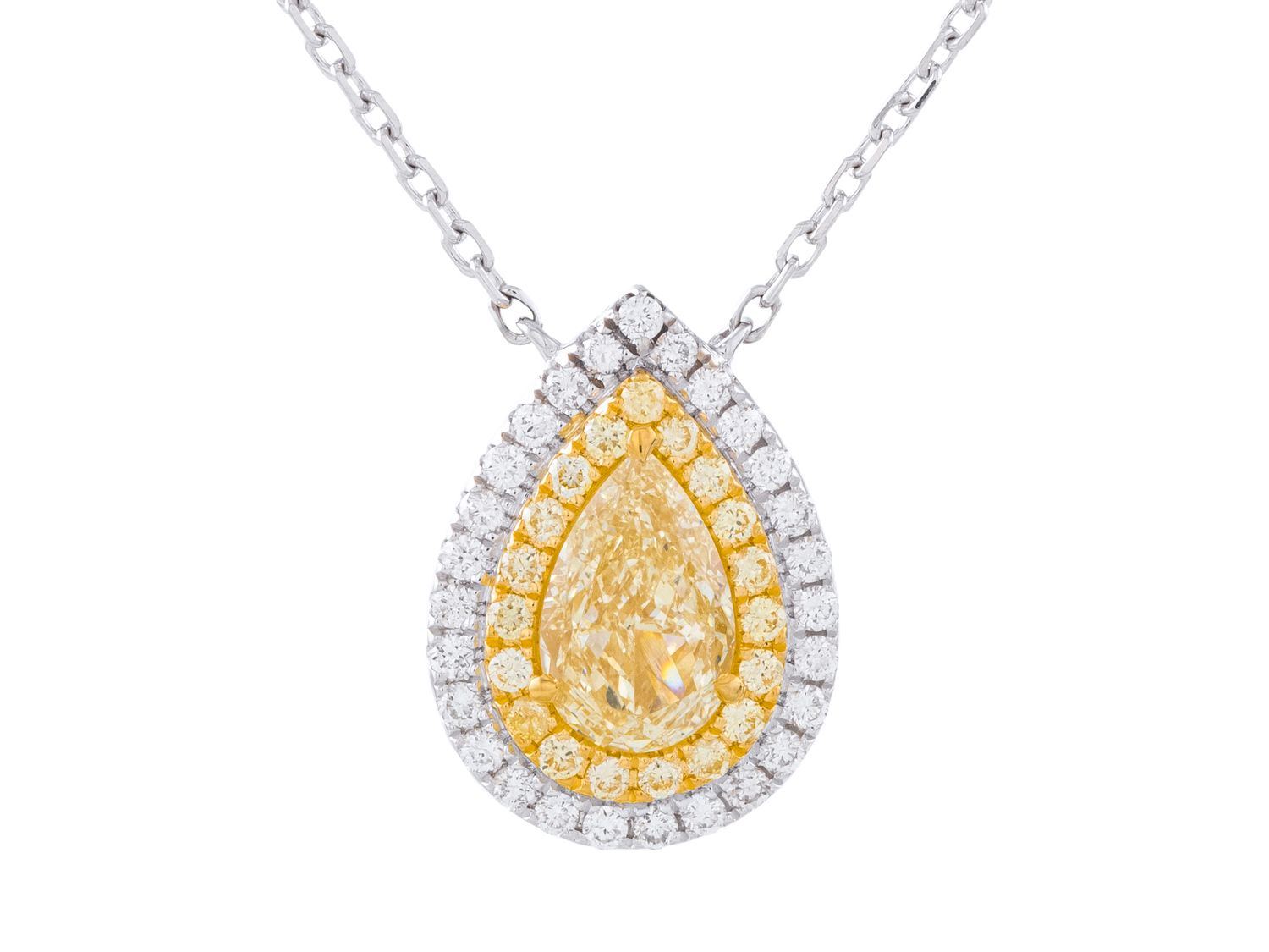 Diamond Necklace - 18 KT White and Yellow Gold