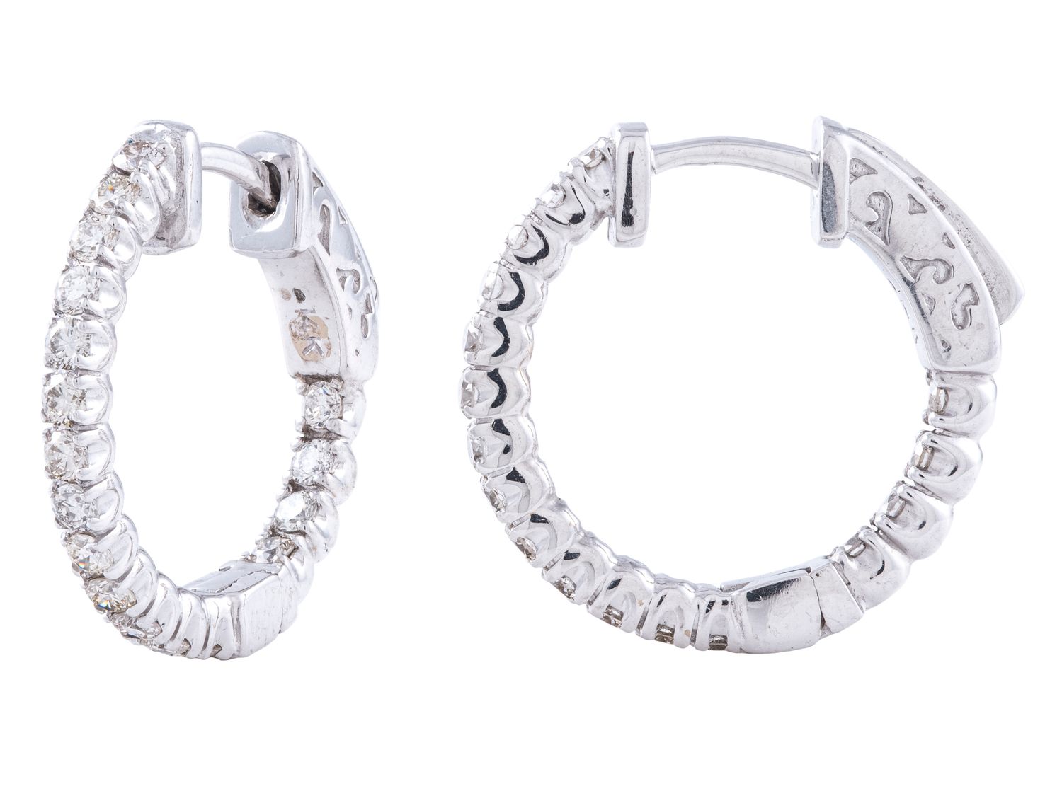 Diamond Earrings - 14 KT White Gold
