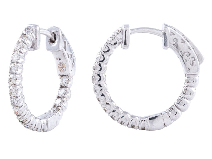 Diamond Earrings - 14 KT White Gold
