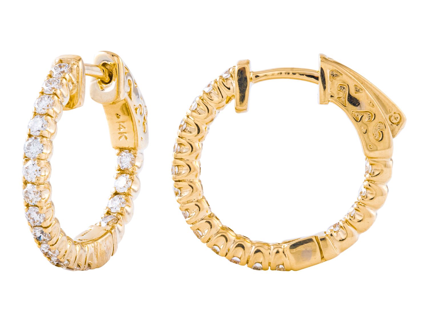 Diamond Earrings - 14 KT Yellow Gold