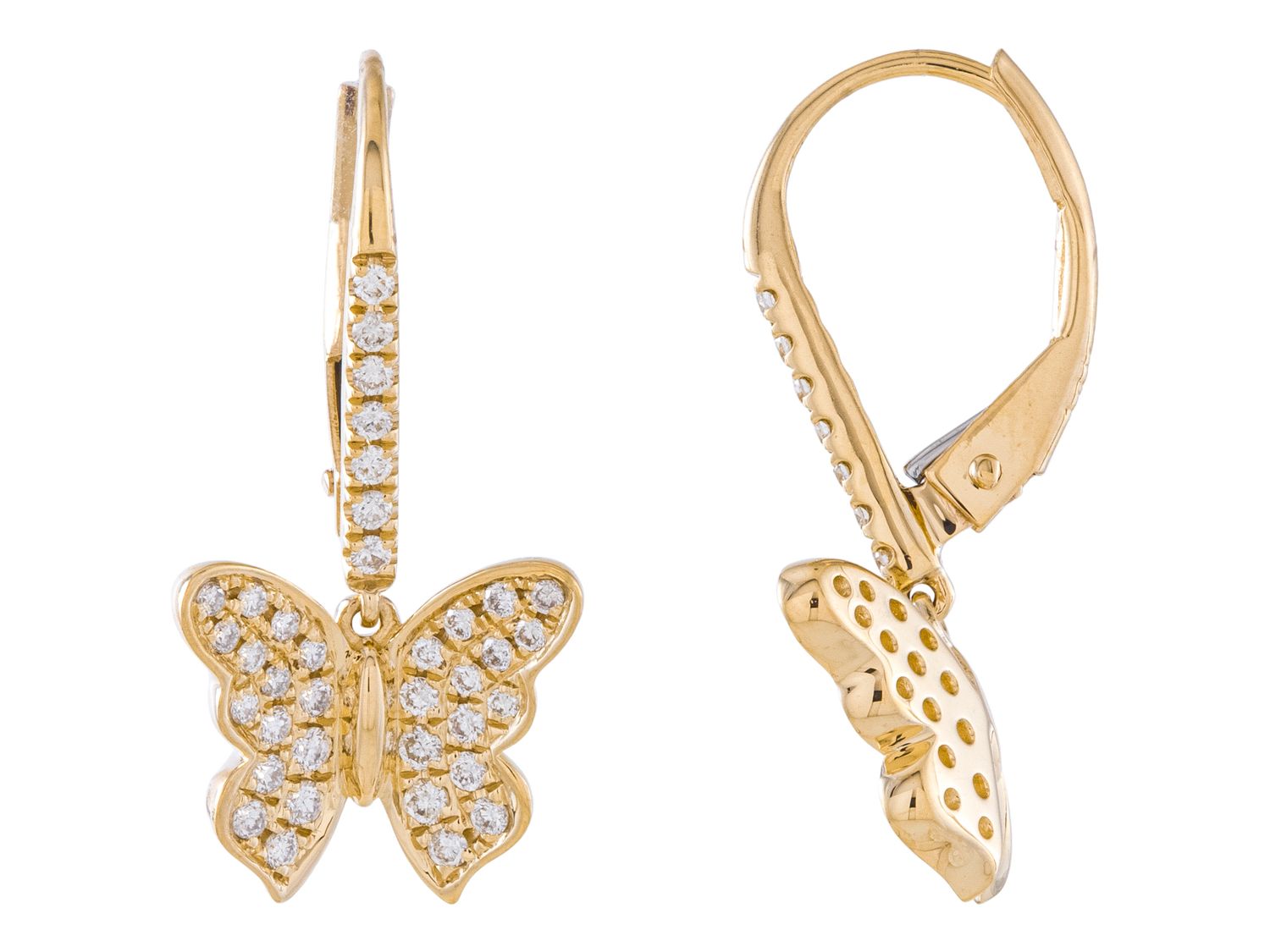 Diamond Earrings - 14 KT Yellow Gold