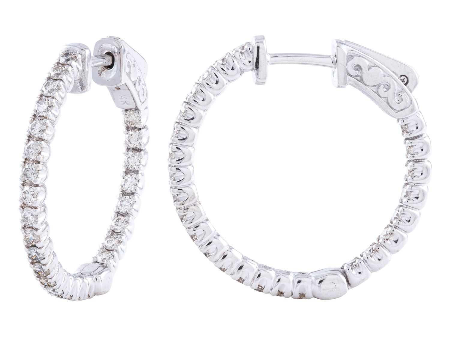 Diamond Earrings - 14 KT White Gold