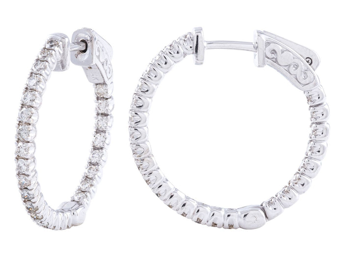 Diamond Earrings - 14 KT White Gold