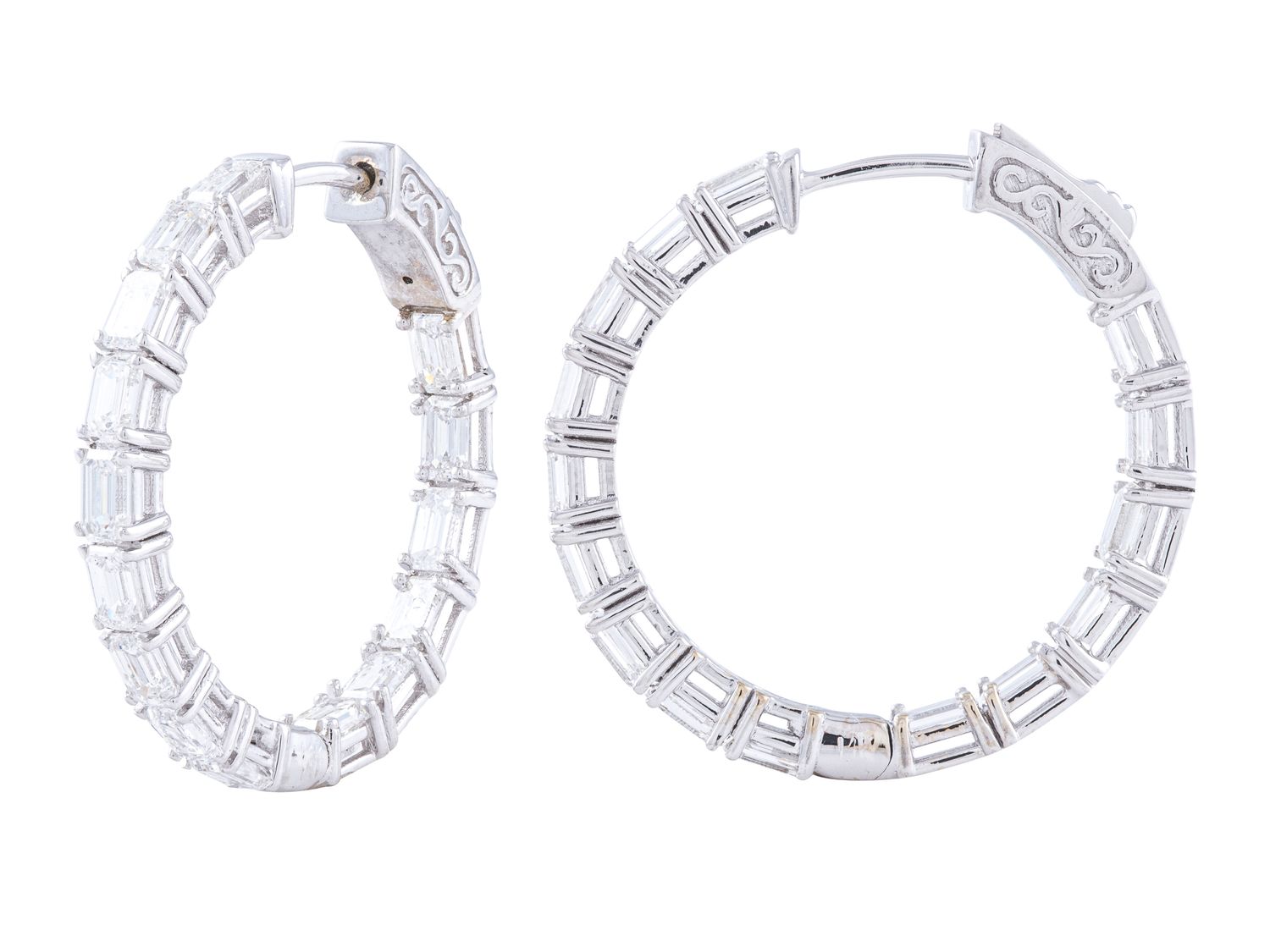 Diamond Earrings - 14 KT White Gold