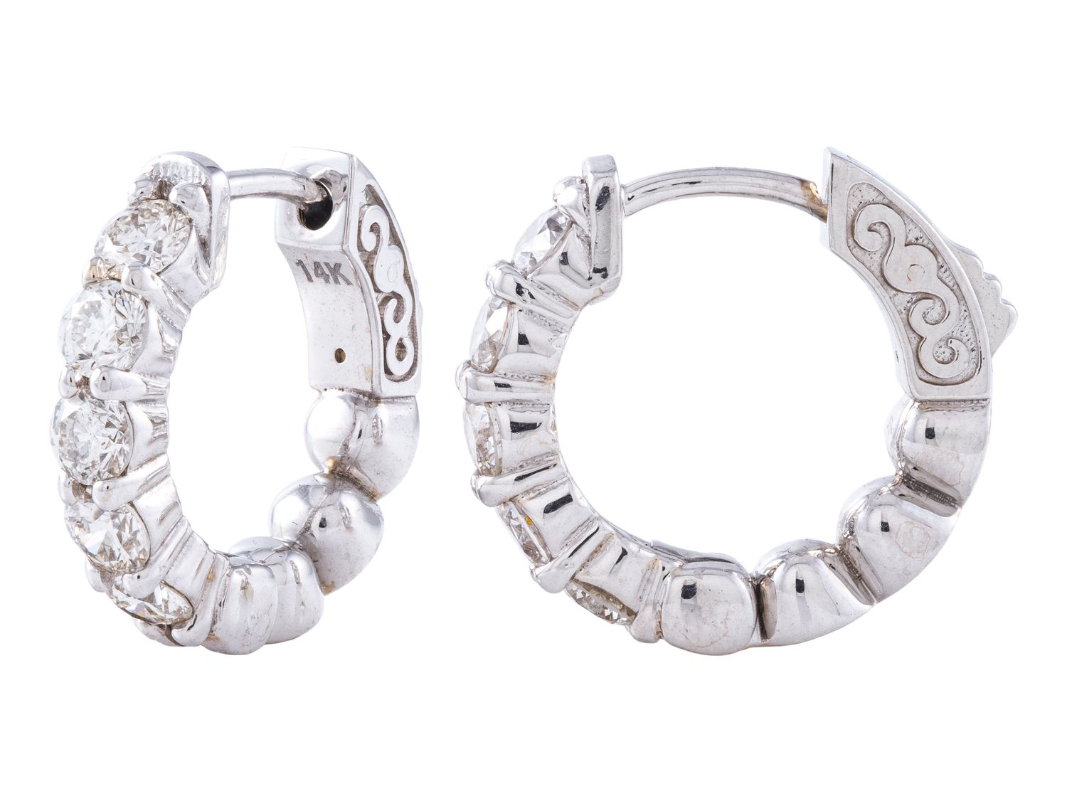 Diamond Earrings - 14 KT White Gold