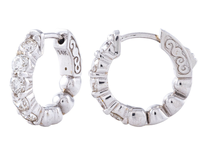 Diamond Earrings - 14 KT White Gold