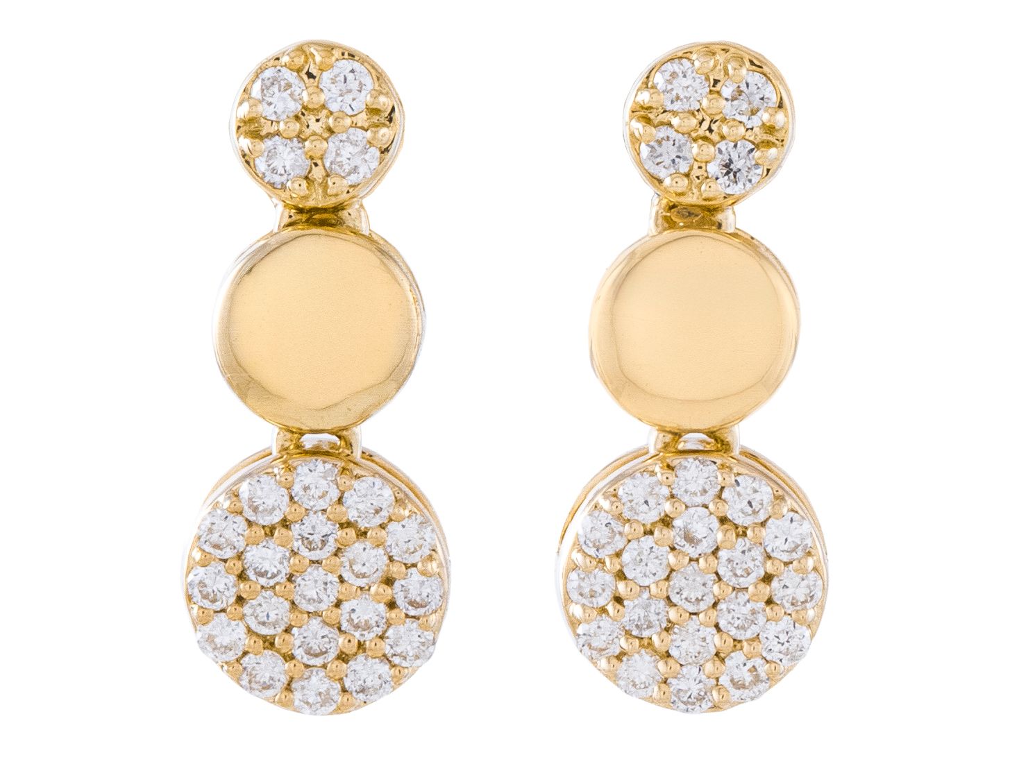 Diamond Earrings - 14 KT Yellow Gold